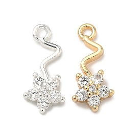 Подвески в виде цветка из кубического циркония, инкрустированные латунью., прозрачные