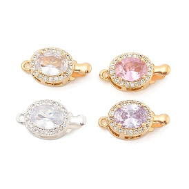 Латунные микро проложить кубического циркония ящик с застежками, со стеклом, овальные, реальный 18 k позолоченный