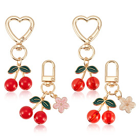 4 шт. 4 стили вишневый сплав эмалированные поворотные брелоки, с пластиковым, золотые