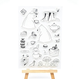 Bear & Mushroon Clear Silicone Stamps, for DIY Scrapbooking, Photo Album Decorative, Cards Making