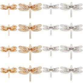 16шт 4 стиль латунные филигранные соединительные звенья наборы, с кристально горный хрусталь, стрекоза