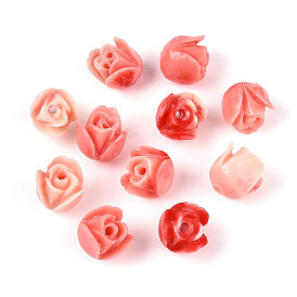 Синтетических коралловых бусин, окрашенные, два тона, роза
