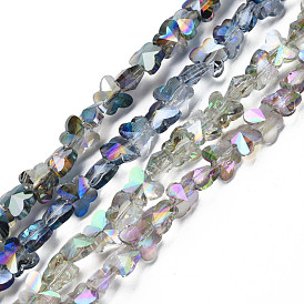 Electroplate Transparent Glass Beads Strands, Faceted, AB Color Plated, Butterfly