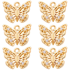 10 кулоны из латуни с прозрачным кубическим цирконием, бабочки прелести, без никеля 