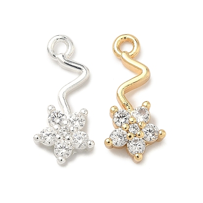 Подвески в виде цветка из кубического циркония, инкрустированные латунью., прозрачные