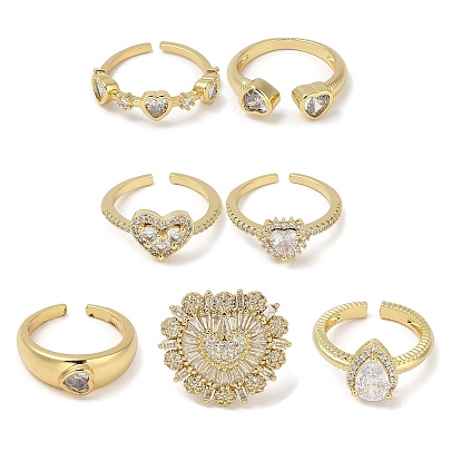 Кольца-манжеты для пальцев из латуни с микропаве из кубического циркония для женщин, без кадмия и без свинца, долговечный, реальный 18 k позолоченный