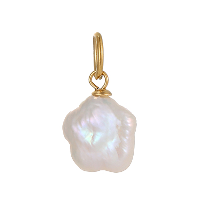 304 подвески из нержавеющей стали с жемчугом, звезда очарование, ионное покрытие (ip), реальный 18 k позолоченный