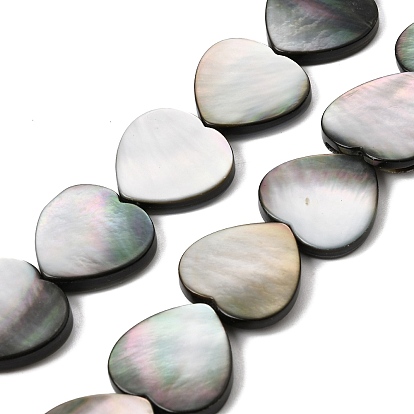 Natural Black Lip Shell Beads Strands, Heart