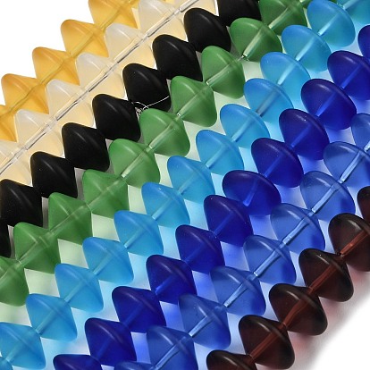 Frosted & Baking Paint Transparent Glass Beads Strands, Rondelle