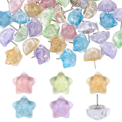 50шт. железные кнопки чертежные, с пластиковой звездой