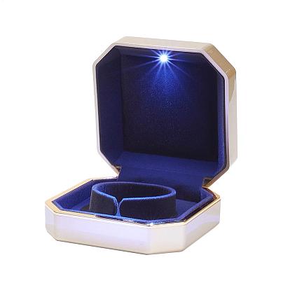 Spray Painted Plastic Bracelet Boxes, with Light and Battery, Square