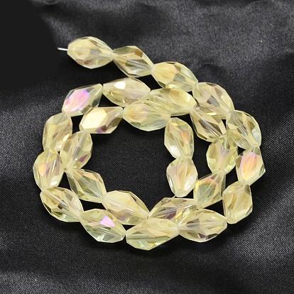 Full Rainbow Plated Faceted Bicone Glass Bead Strands, 16x10mm, Hole: 1mm, about 27pcs/strand, 16.3 inch
