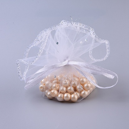 Organza Bags, with Sequins, Gift Bags, Round