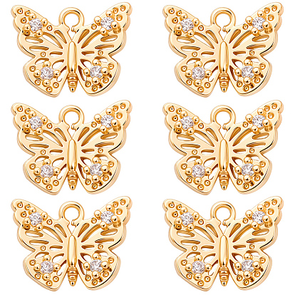 10 кулоны из латуни с прозрачным кубическим цирконием, бабочки прелести, без никеля 
