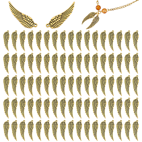 80 шт. Подвески из сплава в тибетском стиле, очарование крыла, никель свободный и свинец и кадмий освобождают