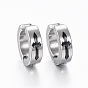304 Stainless Steel Clip-on Earrings, with Enamel and Cross