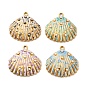 304 Подвески из нержавеющей стали с ионным покрытием (IP), с эмалью и ракушечными бусинами, подвески в форме ракушек, реальный 18 k позолоченный, без кадмия, без никеля и без свинца