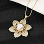 Ожерелья из латунных микрофибровых кубических цирконий и пластиковых бусин, цветок