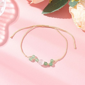 Браслеты из натурального малайзийского нефрита и круглых бусин кошачьего глаза, плетеные браслеты из бисера для женщин, с нейлоновой нитью