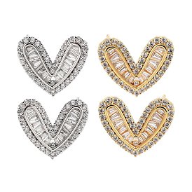 Латунные серьги-гвоздики в форме сердца с покрытием стойки, с четким кубического циркония, без кадмия и без свинца, долговечный