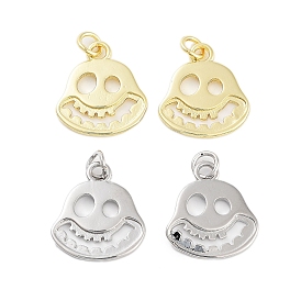 Rack Plating Brass Pendants, Long-Lasting Plated, Cadmium Free & Lead Free, with Jump Ring, Skull