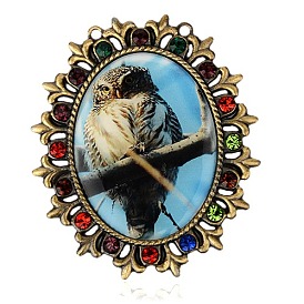 Tibetan Style Alloy Resin Big Pendants, Long-Lasting Plated,  Oval, Antique Bronze Metal Color, Nickel Free, 56x48.5x2.5mm, Hole: 2mm