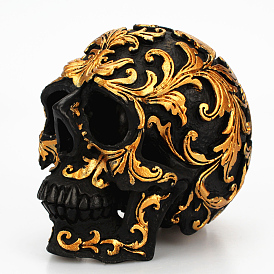 Resin Skull Figurine Ornament, for Halloween Party Home Desk Decoration