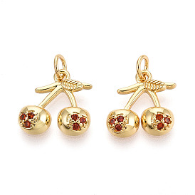 Латунные микро проложить кубического циркония прелести, без кадмия, без никеля и без свинца, вишня, с целью перехода в кольце