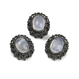 Латунные паве из натурального радужного лунного камня овальные многорядные звенья, стойки покрытие