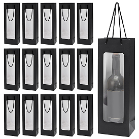 Бумажные подарочные пакеты для вина с видимым окном, прямоугольные