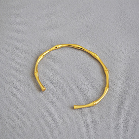 Brass Gold Bamboo-shaped Open Bracelet - Simple, Fashionable, Delicate, Versatile.