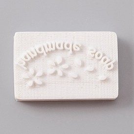 Capítulo de resina, capítulo de sello de jabón de resina hecho a mano de bricolaje, Rectángulo, blanco, palabra jabón hecho a mano