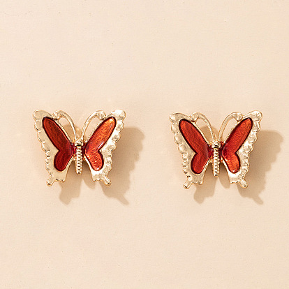 Butterfly Oil Drop Geometric Leaf Pearl Wind Earrings for Summer