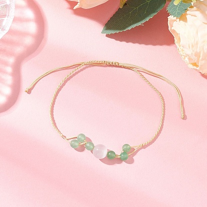 Браслеты из натурального малайзийского нефрита и круглых бусин кошачьего глаза, плетеные браслеты из бисера для женщин, с нейлоновой нитью