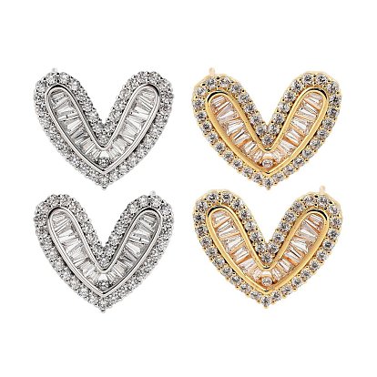 Латунные серьги-гвоздики в форме сердца с покрытием стойки, с четким кубического циркония, без кадмия и без свинца, долговечный