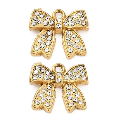 304 кулон из нержавеющей стали со стразами., ионное покрытие (ip), бантом прелести