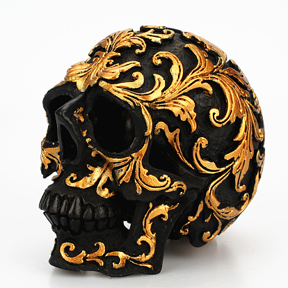 Resin Skull Figurine Ornament, for Halloween Party Home Desk Decoration