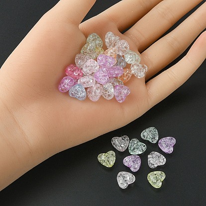 Transparent Crackle Acrylic Beads, Heart
