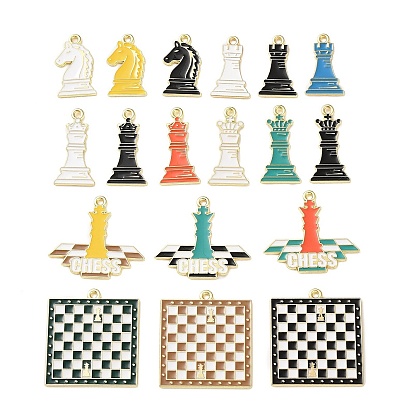 Подвески из эмали и сплава, настольные игры для взрослых/шахматные брелоки, золотые