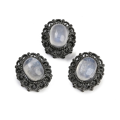 Латунные паве из натурального радужного лунного камня овальные многорядные звенья, стойки покрытие