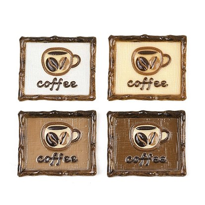 Непрозрачные кабошоны из смолы, прямоугольник с кофе