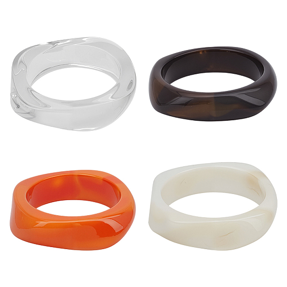 4шт. 4 цветные акриловые браслеты, квадратный