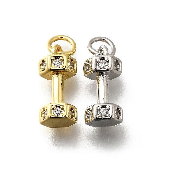 Латунные микро проложить кубического циркония прелести, гантель, стойки покрытие, без кадмия и без свинца, долговечный, с целью перехода в кольце