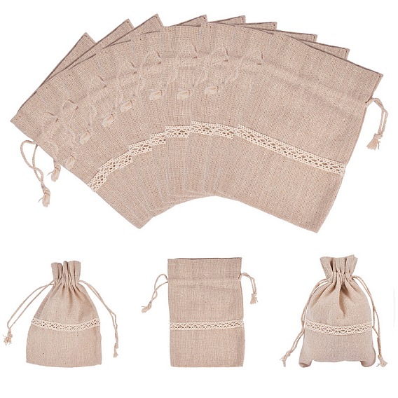 Bolsas de algodón, bolsas de cordón, con encajes