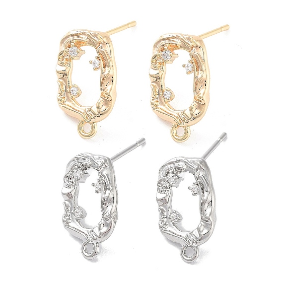 Латунные серьги-гвоздики из циркония