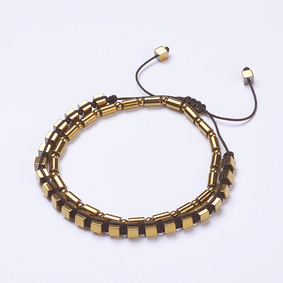 Браслеты из гематитового стрейч-браслета и плетеные браслеты из бисера