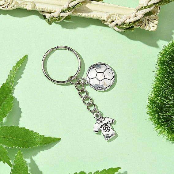 Брелки из сплава в тибетском стиле, с железными разрезными брелоками