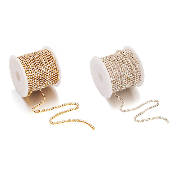 10 ярды 2 цвета латунные стразы стразы цепи, с абс пластмассовой имитационной жемчужиной, горный хрусталь чашка цепи, с катушкой