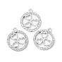 Rack Plating Alloy Crystal Rhinestone Pendants, Ring with Heart Charms