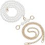 3Pcs 3 Style Acrylic Imitation Pearl Beads & ABS Plastic & Iron Curb Link Bag Strap Chains, with Clasps